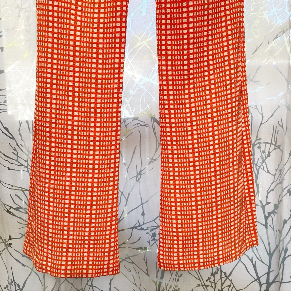 STINE GOYA Orange White plaid gingham print high waist flare Pants - Picture 11 of 16